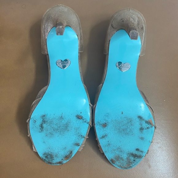 Betsey Johnson Gown Leather Rhinestone Peep-toe Heels in size 10-Lightly worn - Picture 9 of 9